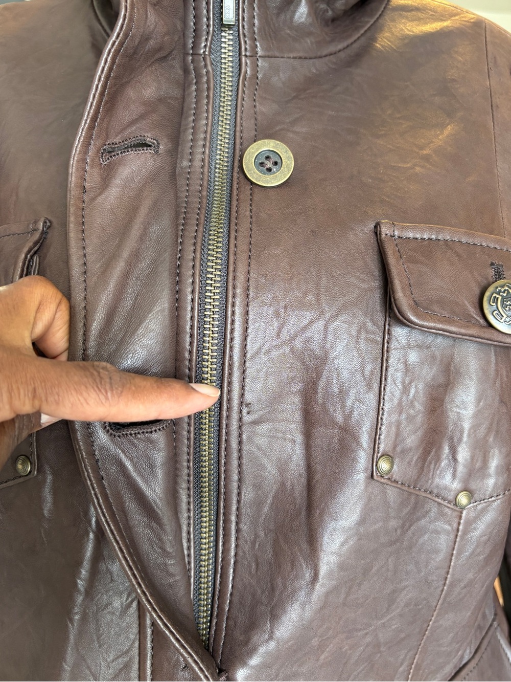 Vintage Danier Buttery Soft Leather Jacket In a Rich Chocolate Brown Size L Fall - Picture 10 of 15